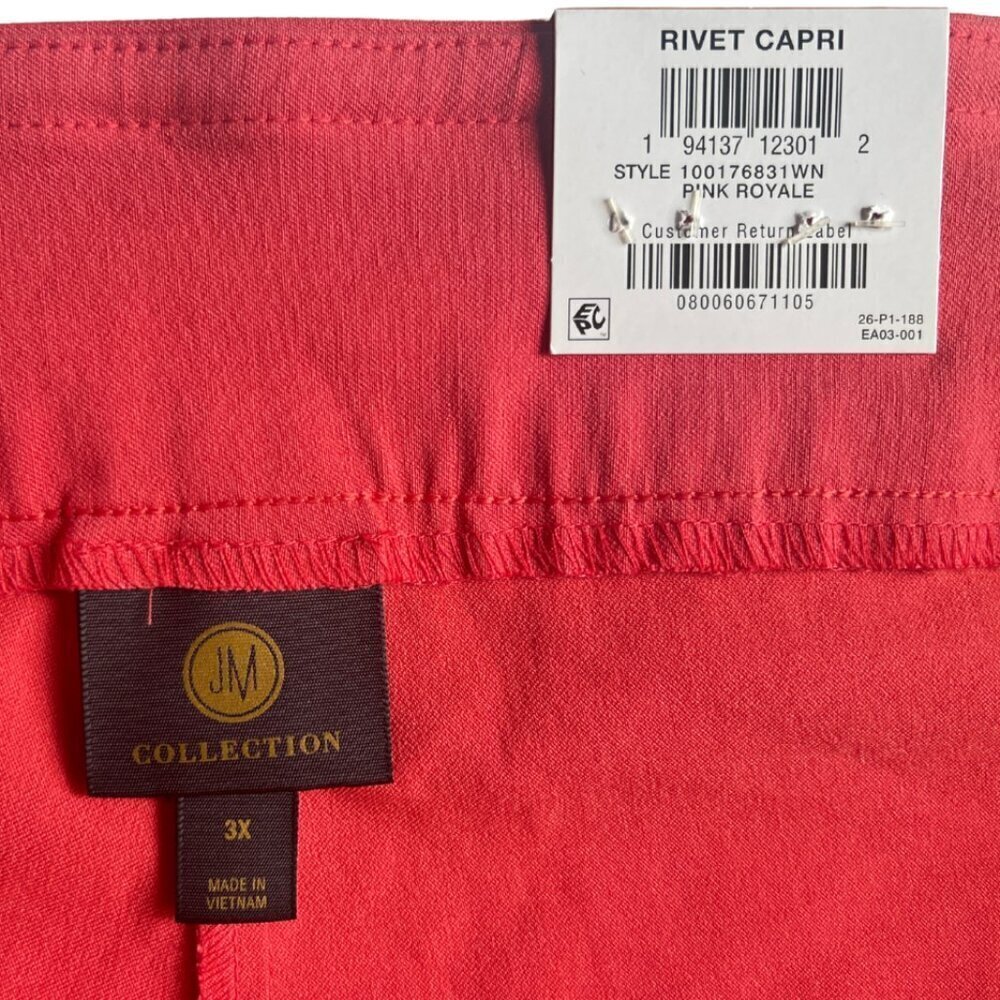 JM Collection Plus Rivet Pull-On Capri Pants, 3X - Picture 5 of 9